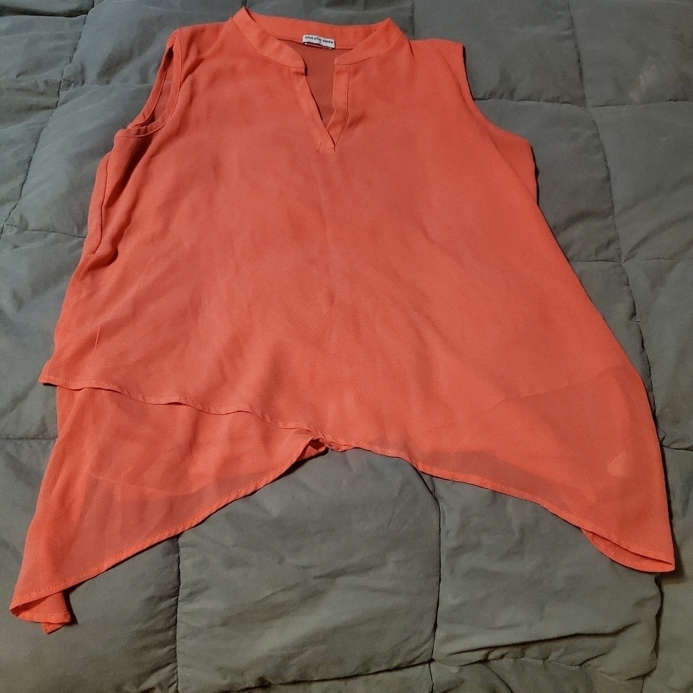 CHA Cha Vente sheer coral colored tank top